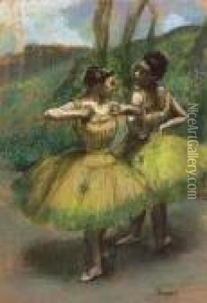 Danseuses Jupes Jaunes Oil Painting - Edgar Degas