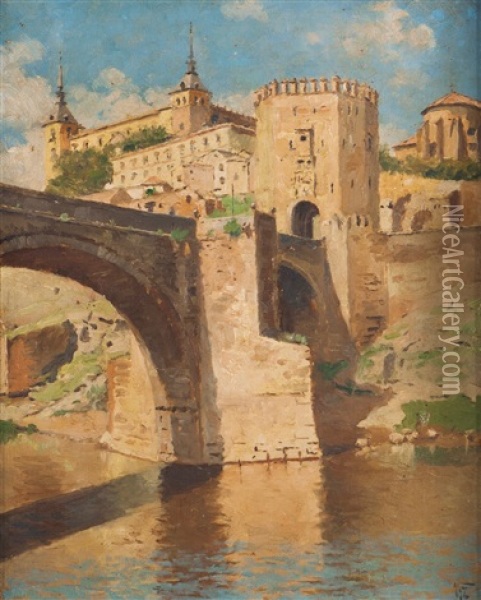 Tagus River At Toledo Oil Painting - Joao Jose Vaz