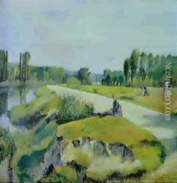 Vue D'eragny - Neuville Au Bord De L'oise Oil Painting - Frederic Samuel Cordey