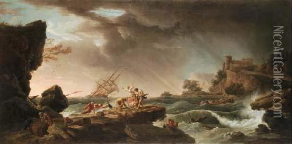 Scena Di Naufragio Oil Painting - Claude-joseph Vernet