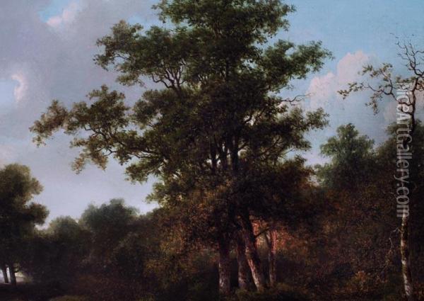 Weite Landschaft Mit Feldweg An
 Einem Waldrand Oil Painting - Christianus Hendric. Hein