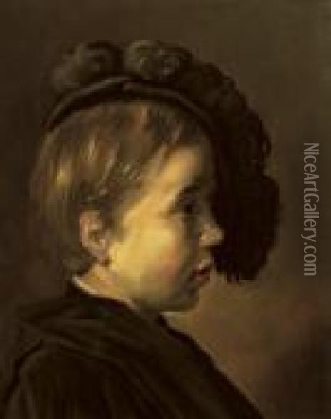 Profile Of A Boy Wearing A Black Cap Oil Painting - Frans Hals