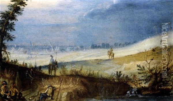 Landschaft Mit Rastenden Jagern Oil Painting - Christoffel van den Berge
