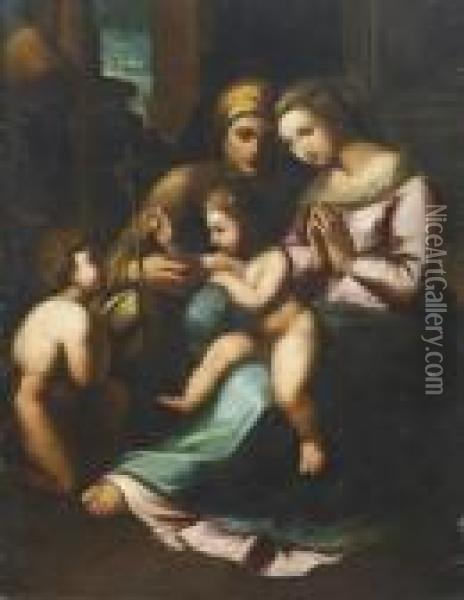 Vierge A L'enfant Avec Saint Jean Baptiste Et Sainteelisabeth Oil Painting - Raphael (Raffaello Sanzio of Urbino)