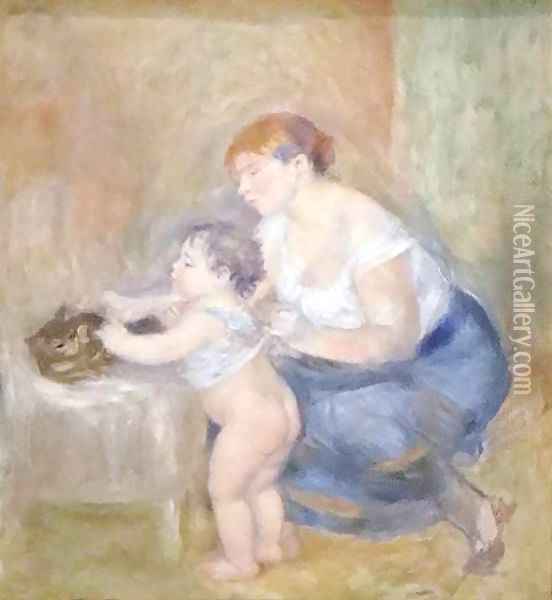 Mother and Child Oil Painting - Pierre Auguste Renoir