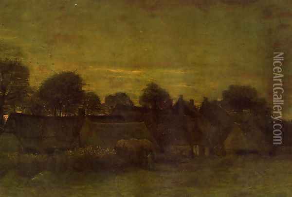 Village At Sunset Oil Painting - Vincent Van Gogh