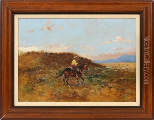 Landscape With A Bedouin Rider Oil Painting - Tadeusz Ajdukiewicz