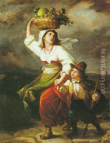 Fleeing The Storm Oil Painting - Giuseppe Mazzola
