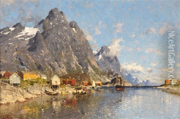 Fjord Norveigen Oil Painting - Adelsteen Normann