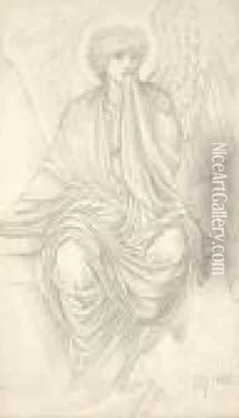 Study Of An Angel Oil Painting - Sir Edward Coley Burne-Jones