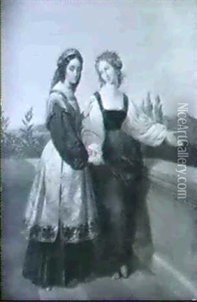 Die Beiden Leonoren (nach Goethes                           Tasso) Oil Painting - Carl Ferdinand Sohn
