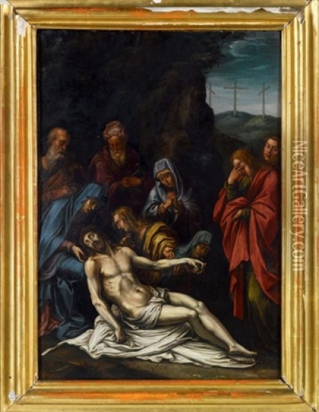 La Deploration Du Christ Mort Oil Painting - Hendrick De Clerck