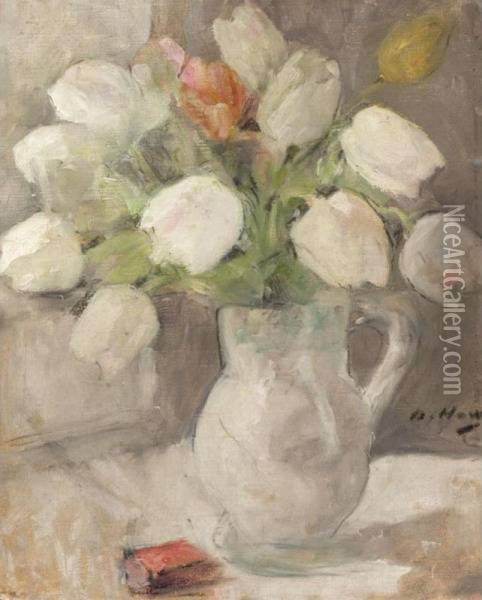 Still Life With Tulips Oil Painting - Beatrice Julia How