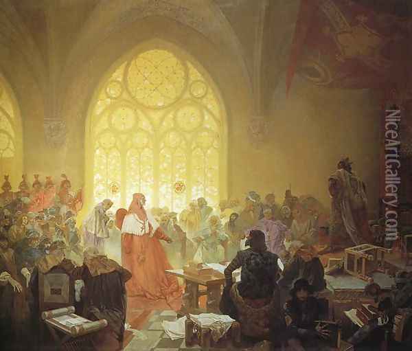 The Hussite King Jiri Z. Podebrad Oil Painting - Alphonse Maria Mucha