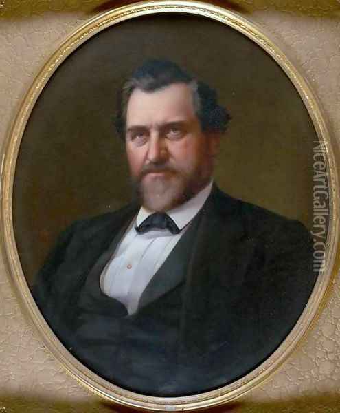 Portrait of Leland Stanford Oil Painting - Stephen William Shaw