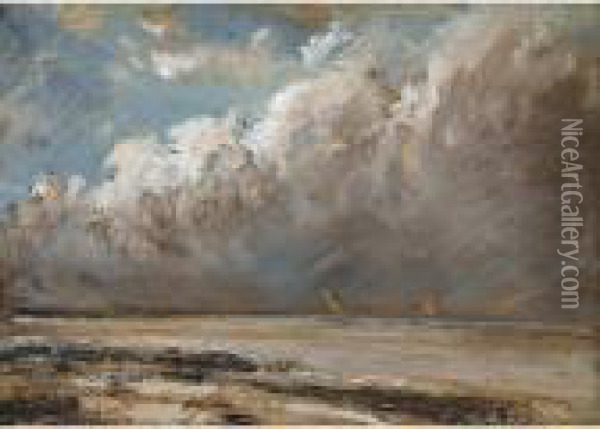 Plage Normande A Maree Basse Oil Painting - Gustave Courbet