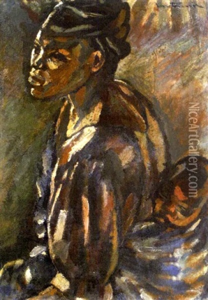 Africaine A L'enfant Oil Painting - Maurice Albert Loutreuil