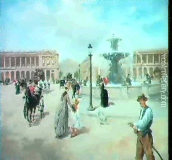 La Place De La Concorde Oil Painting - Vicente Garcia de Paredes