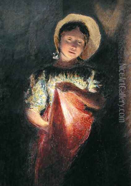 Girl in Candlelight Oil Painting - William Henry Hunt