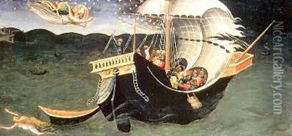 St Nicholas rebuking the Tempest Oil Painting - Bicci Di Lorenzo