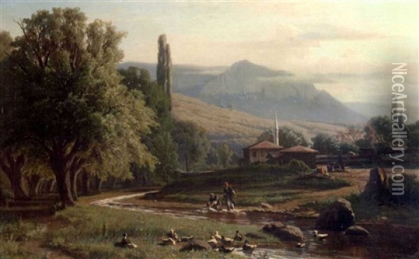 Maisema Krimilta (a View From Krimea) Oil Painting - Vladimir Donatovitch Orlovsky