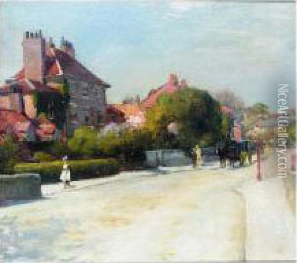 Study Of Street In York Oil Painting - Albert Ludovici