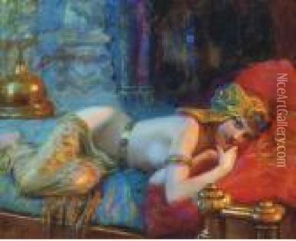 An Exotic Beauty Oil Painting - Gaston Bussiere