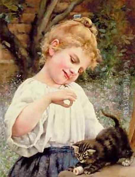 The Playful Kitten Oil Painting - Leo Malempre