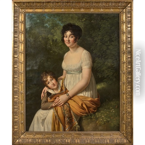 Portrait Presume De Madame Roux Et De Son Fils Oil Painting - Antoine Jean (Baron Gros) Gros