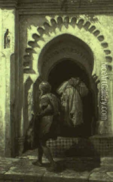 Entering The Mosque Oil Painting - Henry Jackel