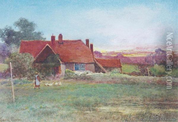 Old Cottage, Witley, Surrey - A Pair Oil Painting - Leopold Rivers
