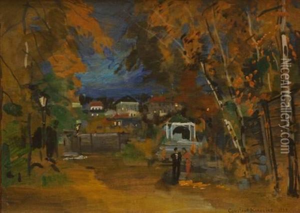 Couple A Montmartre La Nuit, Circa 1935 Oil Painting - Konstantin Alexeievitch Korovin
