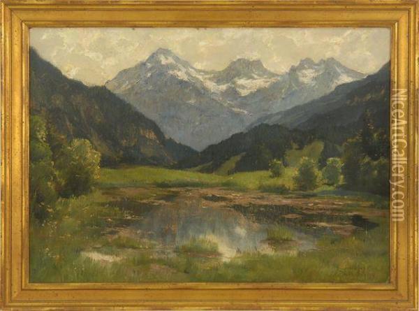 European Mountain Scene Oil Painting - Herman Herzog