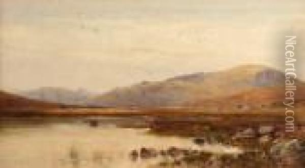 Irish Landscape With Figures In A Rowing Boat Oil Painting - William Bingham McGuinness