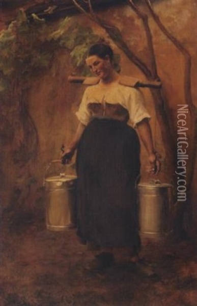 The Milk Carrier, Etaples Oil Painting - Elizabeth Nourse