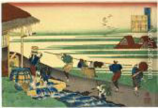 Minamoto No Tsunenobu From The 
Series ````hyakunin Isshu Ubaga Etoki' (one Hundred Poems As Explained 
By The Nurse) Oil Painting - Katsushika Hokusai