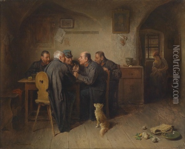 Gemutliche Unterhaltung Oil Painting - Friedrich Ritter von Malheim Friedlaender
