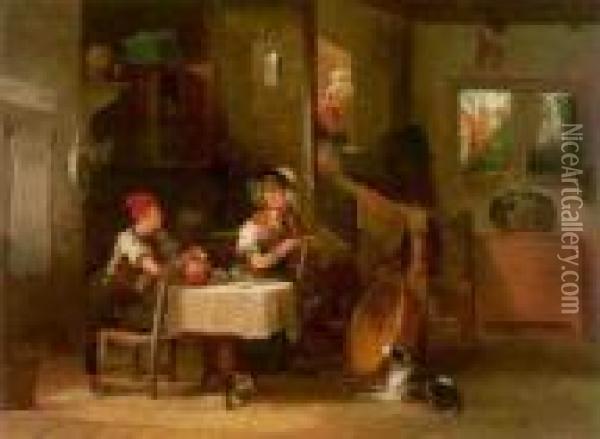 Idle Conversation Oil Painting - Snr William Shayer
