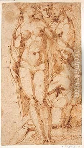 Four Female Nudes Oil Painting - Baccio Bandinelli