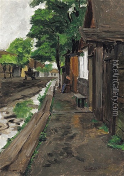 Dorfstrase In Ungarn Oil Painting - Robert Nadler