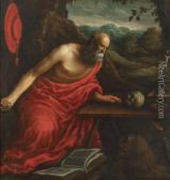 St. Jerome Oil Painting - Jacopo Bassano (Jacopo da Ponte)