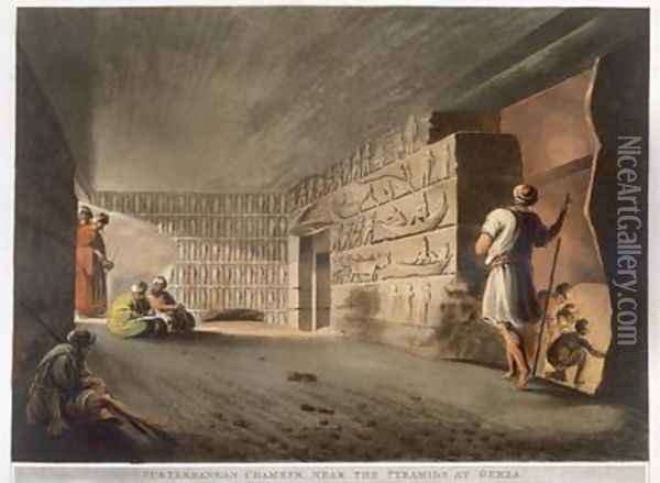 Subterranean Chamber near the Pyramids at Geeza Oil Painting - Luigi Mayer