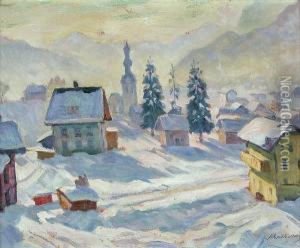 After The First Snowfall Oil Painting - Arnold Borisovic Lakowskij