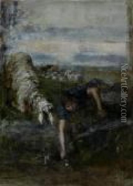La Pompeiana. 1882 - 1884. Oil Painting - Giovanni Segantini