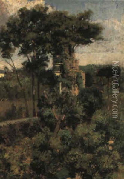 Giardino Con Ruderi Oil Painting - Francesco Paolo Michetti