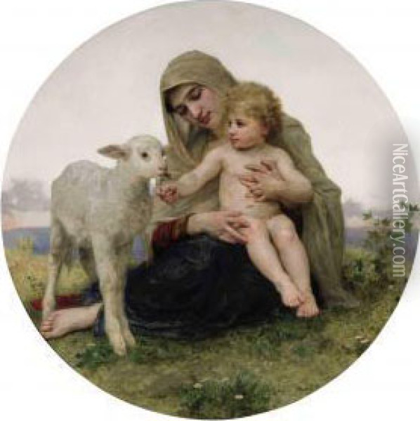 La Vierge A L'agneau Oil Painting - William-Adolphe Bouguereau