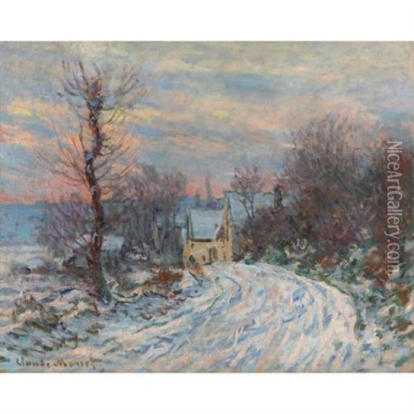 L'entree De Giverny En Hiver Oil Painting - Claude Monet