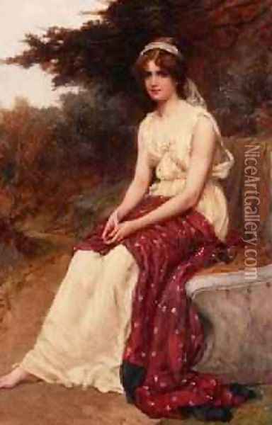 Young Girl Wearing a Yellow Dress Oil Painting - William Oliver