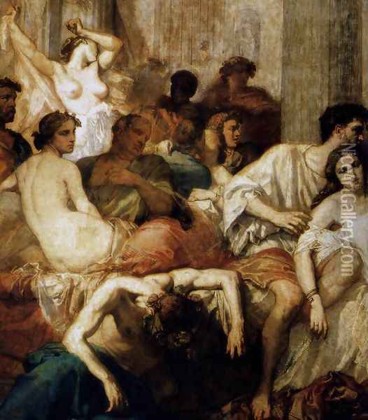 The Romans of the Decadence (detail 1) 1847 Oil Painting - Thomas Couture