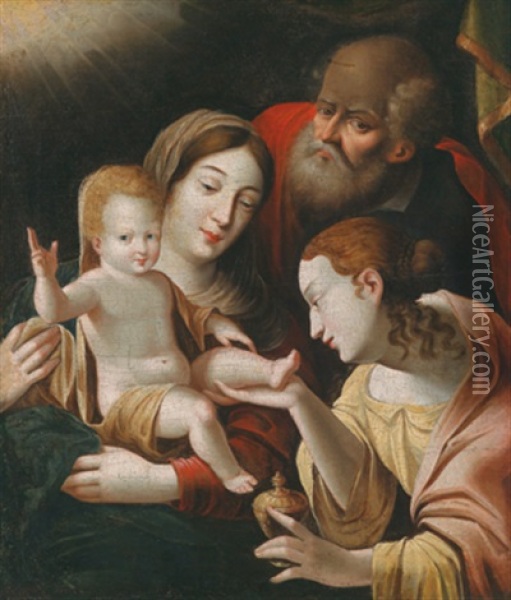 Die Heilige Familie Mit Der Heiligen Maria Magdalena Oil Painting - Hans Von Aachen
